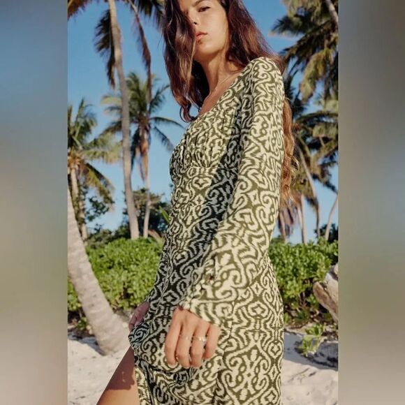 ZARA BOHO PRINTED MIDI DRESS - Picture 5 of 7